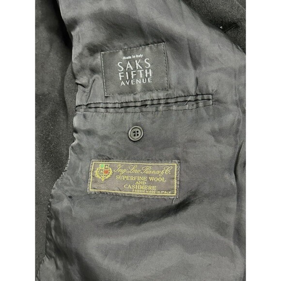 Loro Piana Saks Fifth Ave  Made Italy Black Cashmere Virgin Wool  Jacket 54/44 - Picture 3 of 11